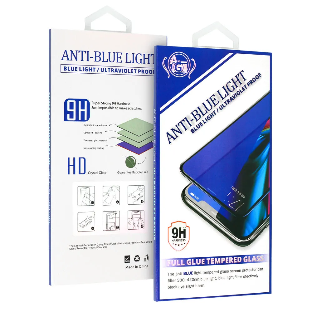 Pellicola protettiva Schermo Anti Blue Light OEM per Apple iPhone 17e / 16e / 14 / 13 Pro, Vetro Temperato, Full Glue, Nera