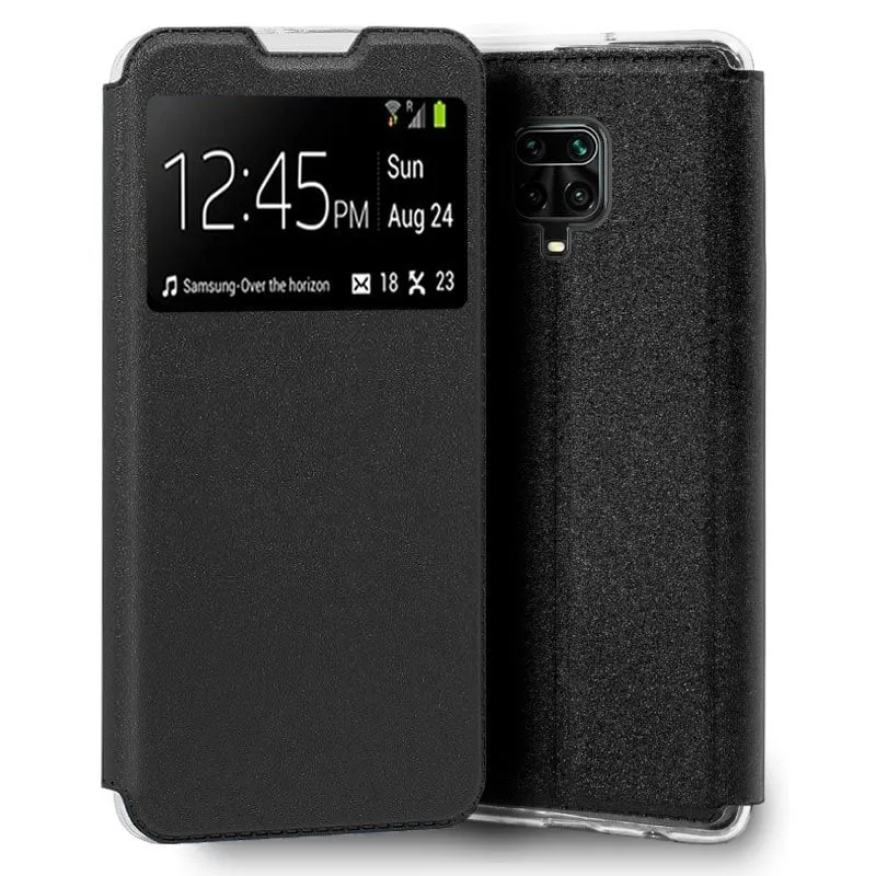 Custodia Flip Cover nera liscia e fresca per Xiaomi Redmi Note 9S/Note 9 Pro