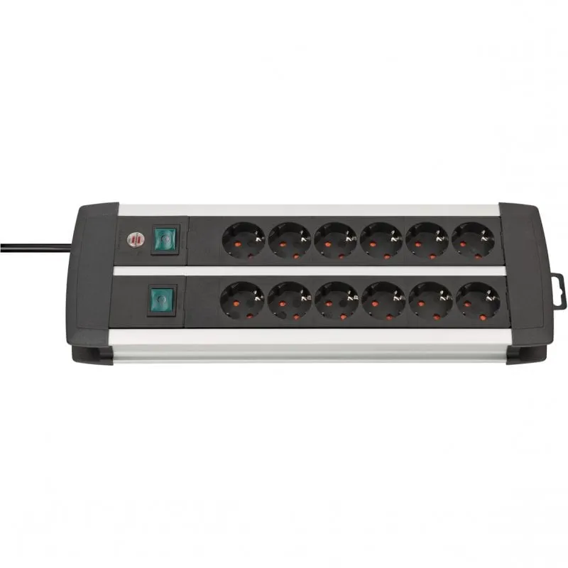 Multipresa Brennenstuhl Premium-Alu-Line con 12 prese e 2 interruttori luminosi 3 m