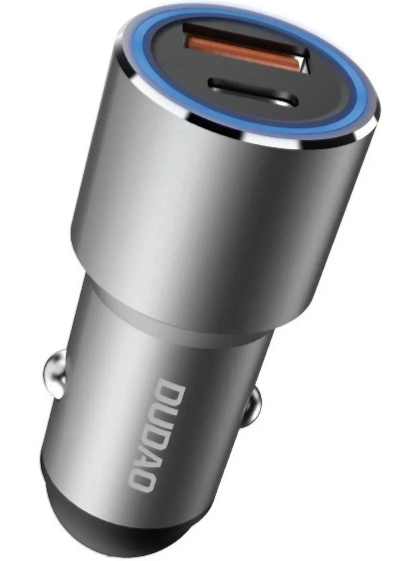 Caricatore Auto Dudao R4PQ NM, 22.5W, 3A, 1 x USB-A - 1 x USB-C, Grigio