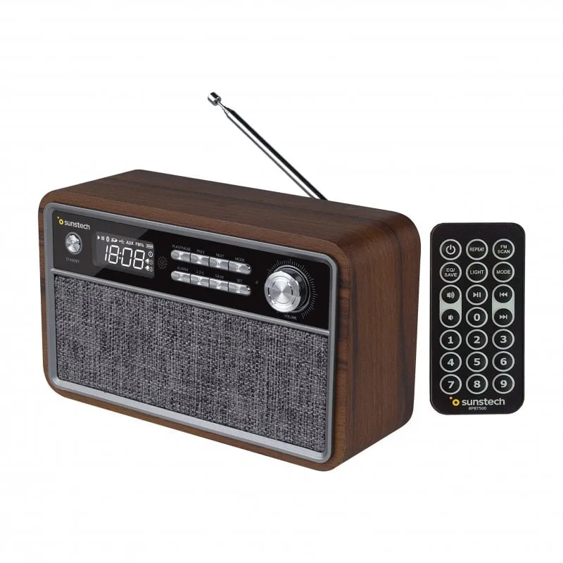 Radio portatile Sunstech RPBT500 con Bluetooth Nero/Legno