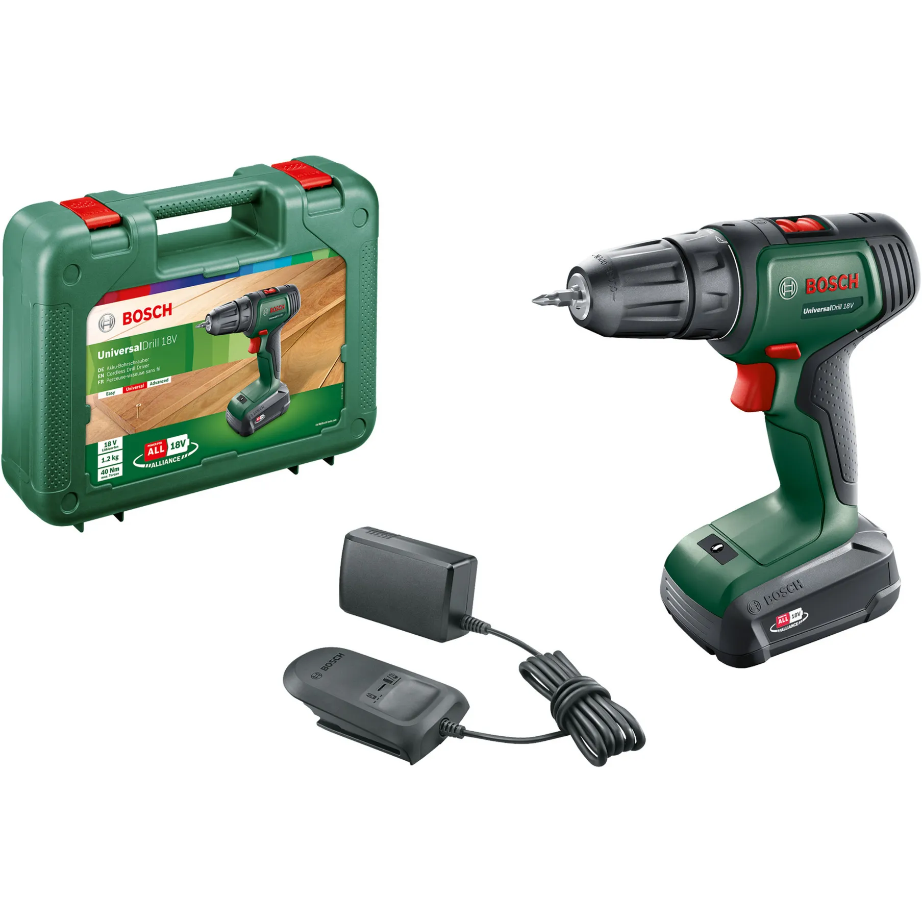 UniversalDrill 18V 1450 Giri/min Senza chiave 1,2 kg Nero, Verde, Trapano avvitatore