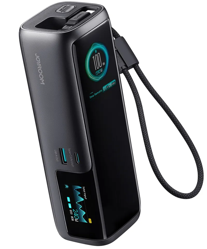 Batteria esterna Joyroom PODIX PR70, 25000 mAh, 240 W, QC + PD, 1 x USB-A - 3 x USB-C, nera