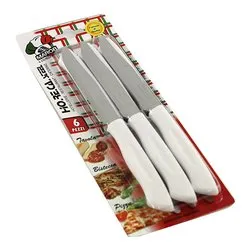 Set coltelli bistecca Inox 6 pz lama dentata (11,5cm) HO.RE.CA Bianco 28HB06B