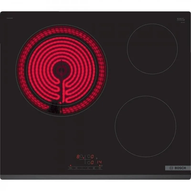 Piastra Vetroceramica Bosch PKK631BB8E 3 Zone 60cm Nera TouchSelect