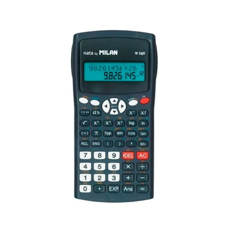 Milan Cientifica M240 Calcolatrice Nera 2 Linee 240 Funzioni 10+2 Cifre Nera Con Cover