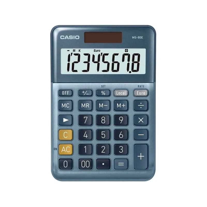 Calcolatrice da tavolo Casio Ms-80e 8 cifre Tx +/- tasto doppio zero Colore blu