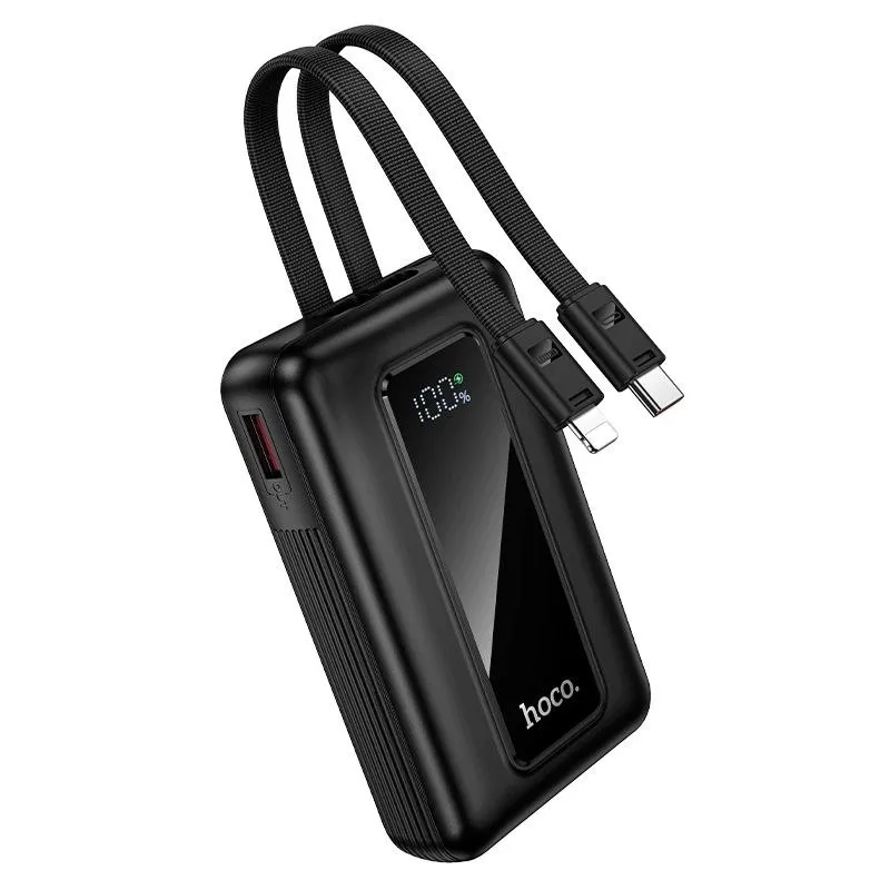 Batteria Esterna HOCO J162, 10000mAh, 22.5W, QC + PD, 1 x Lightning - 1 x USB-A - 2 x USB-C, Nera
