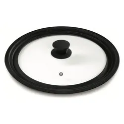 Coperchio pentola Vetro multidiametro 24-26-28 mm con foro vapore BLACK 1337