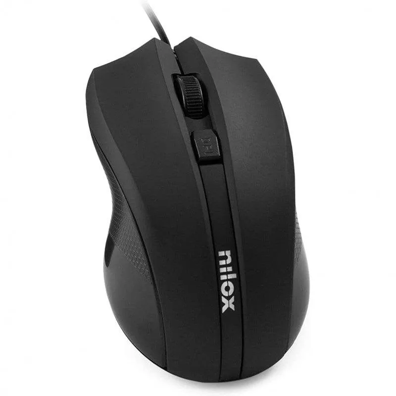 Mouse Nilox Ambidestro USB 1600DPI Nero Ergonomico
