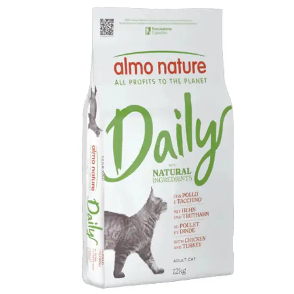 Almo Nature Daily Ingredienti naturali Cat con Pollo e tacchino 12 kg - Croccantini per gatti