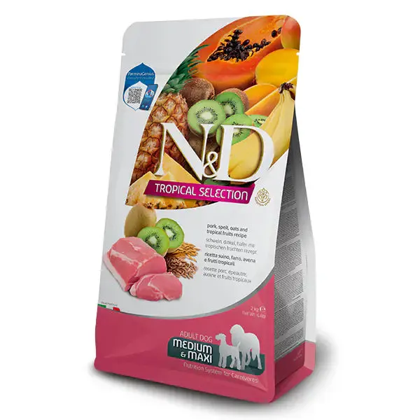 Farmina N&D Tropical Dog Adult Medium/Maxi Low Grain Maiale e frutta tropicale 10 kg - Croccantini per cani