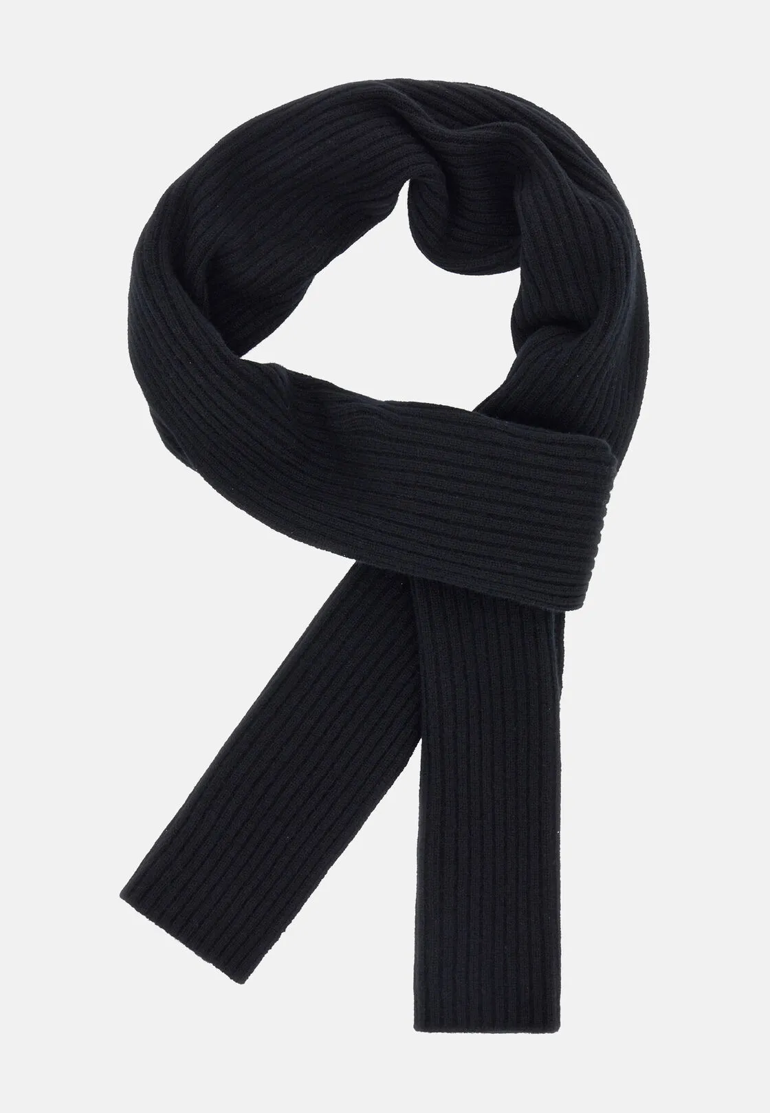 Boggi, Sciarpa A Coste In Puro Cashmere, Uomo, Nero