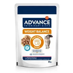 Advance Veterinary Diets Cat Weight Balance Adult gestione del peso 85 gr Maiale e pollo - confezione da 12 pezzi - Dieta veterinaria per gatti