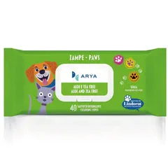 Arya salviette igieniche umidificate detergenti Zampe 40 salviette Aloe e Tea tree