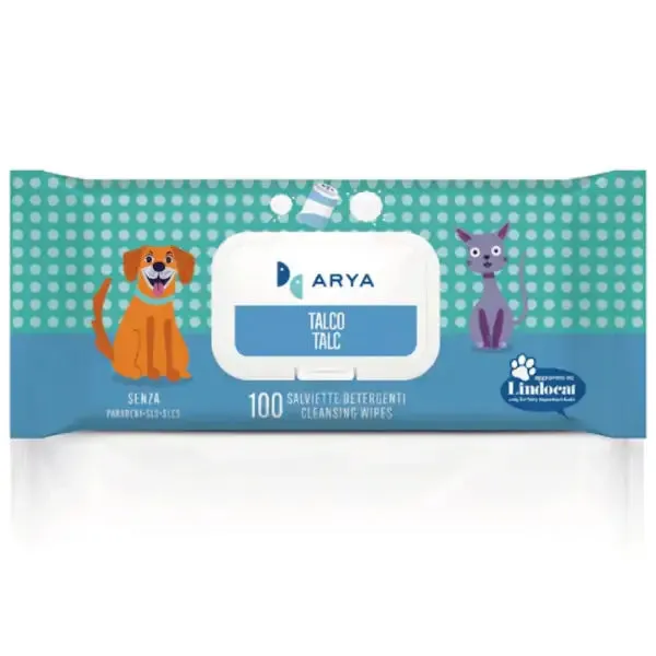 Arya salviette igieniche umidificate detergenti Multiuso 100 salviette Talco - confezione da 6 pezzi