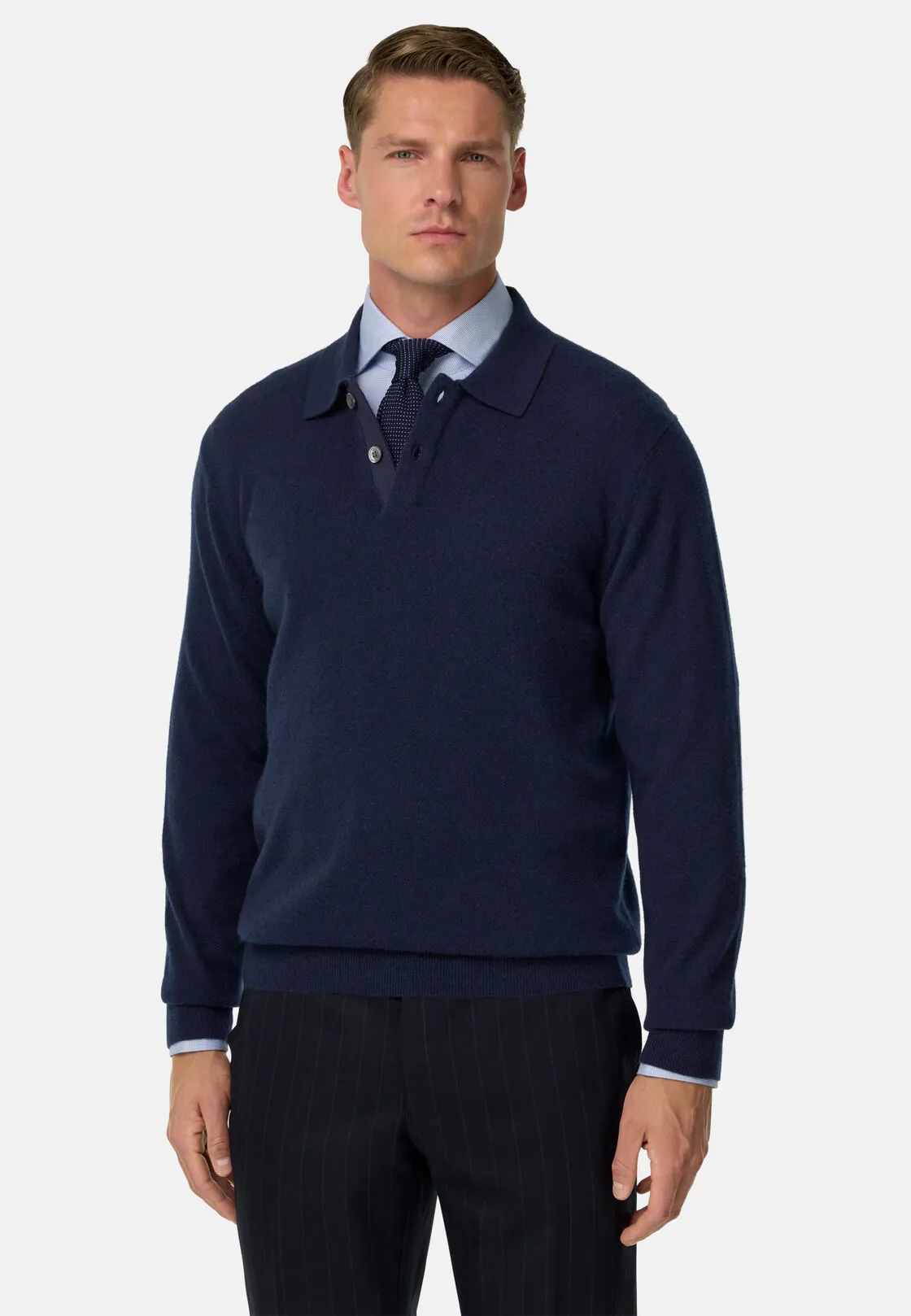 Boggi, Polo In Maglia In Cashmere, Uomo, Navy, Taglia: S