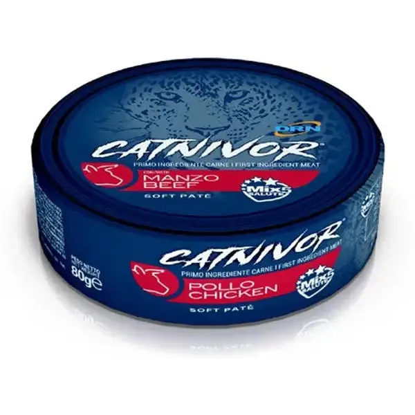 DRN Catnivor Adult Soft Patè 80 gr Manzo - confezione da 24 pezzi - Cibo umido per gatti