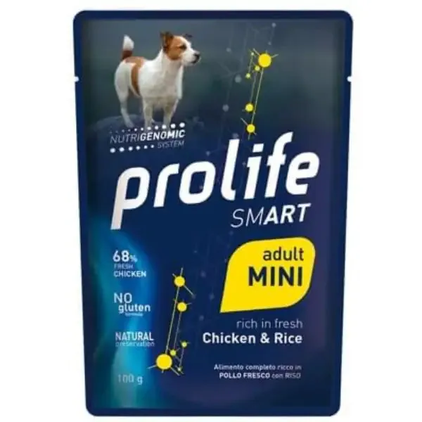 Prolife Smart Dog Mini 100 gr Pollo e riso - confezione da 10 pezzi - Cibo umido per cani