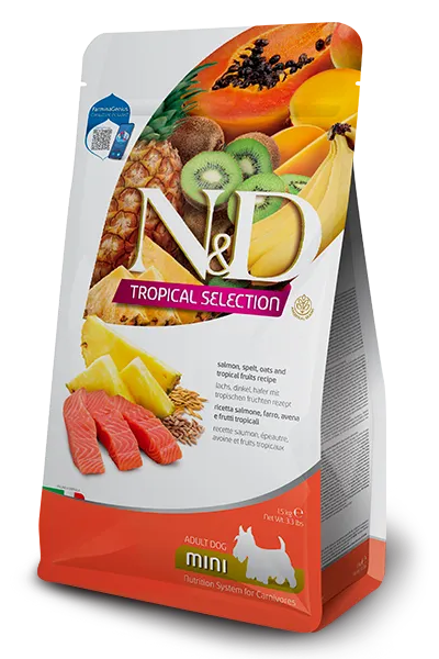 N&d dog tropical selection salmon adult mini 1,5 kg