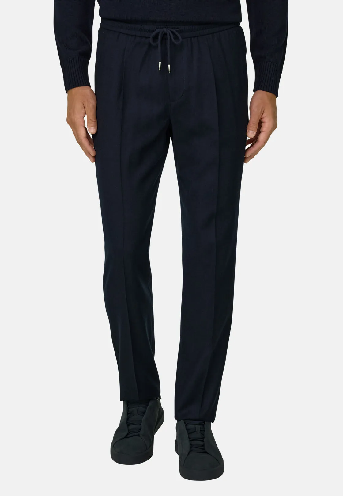 Boggi, Pantaloni City In Flanella, Uomo, Navy, Taglia: 56