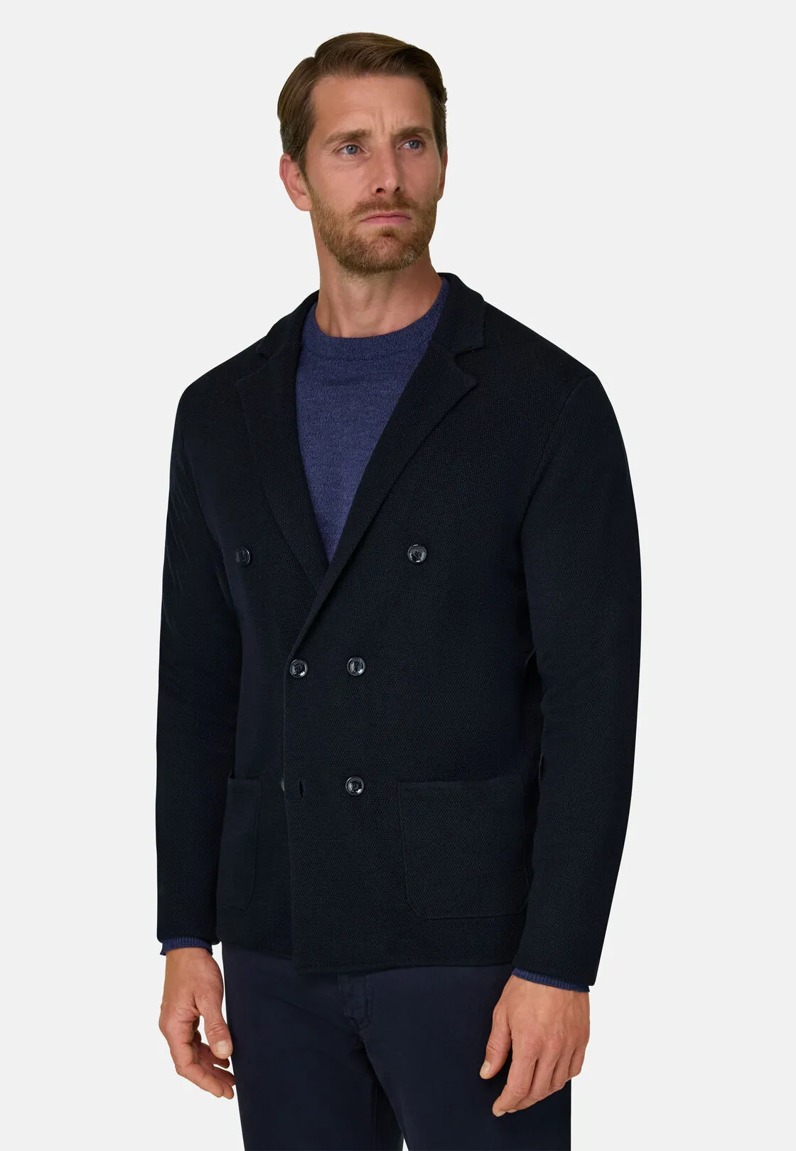 Boggi, Giacca Doppio Petto In Lana Merino Extrafine, Uomo, Navy, Taglia: S