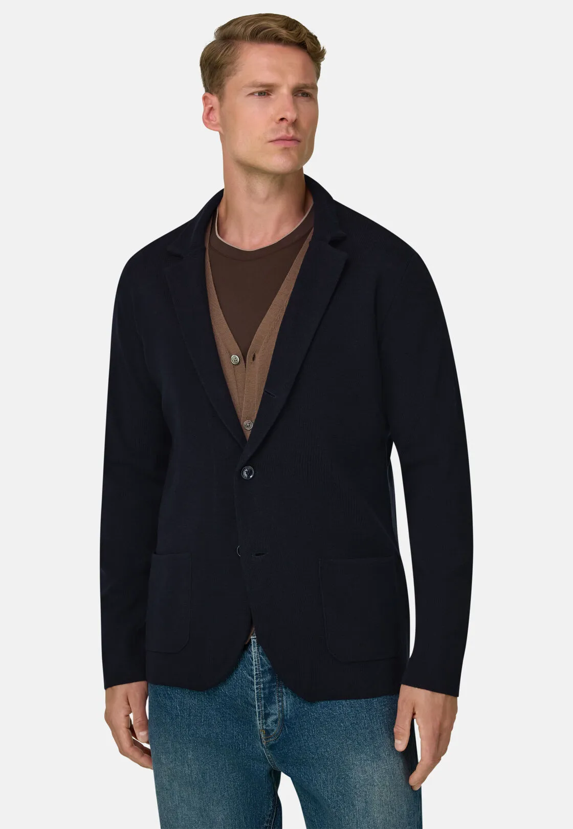 Boggi, Giacca Di Maglia In Lana Merino Extrafine, Uomo, Navy, Taglia: S