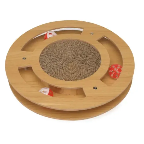Tiragraffi rotondo in cartone con palline sonore EDU Meow gioco educativo Camon Diametro 33 cm - Tiragraffi gatto