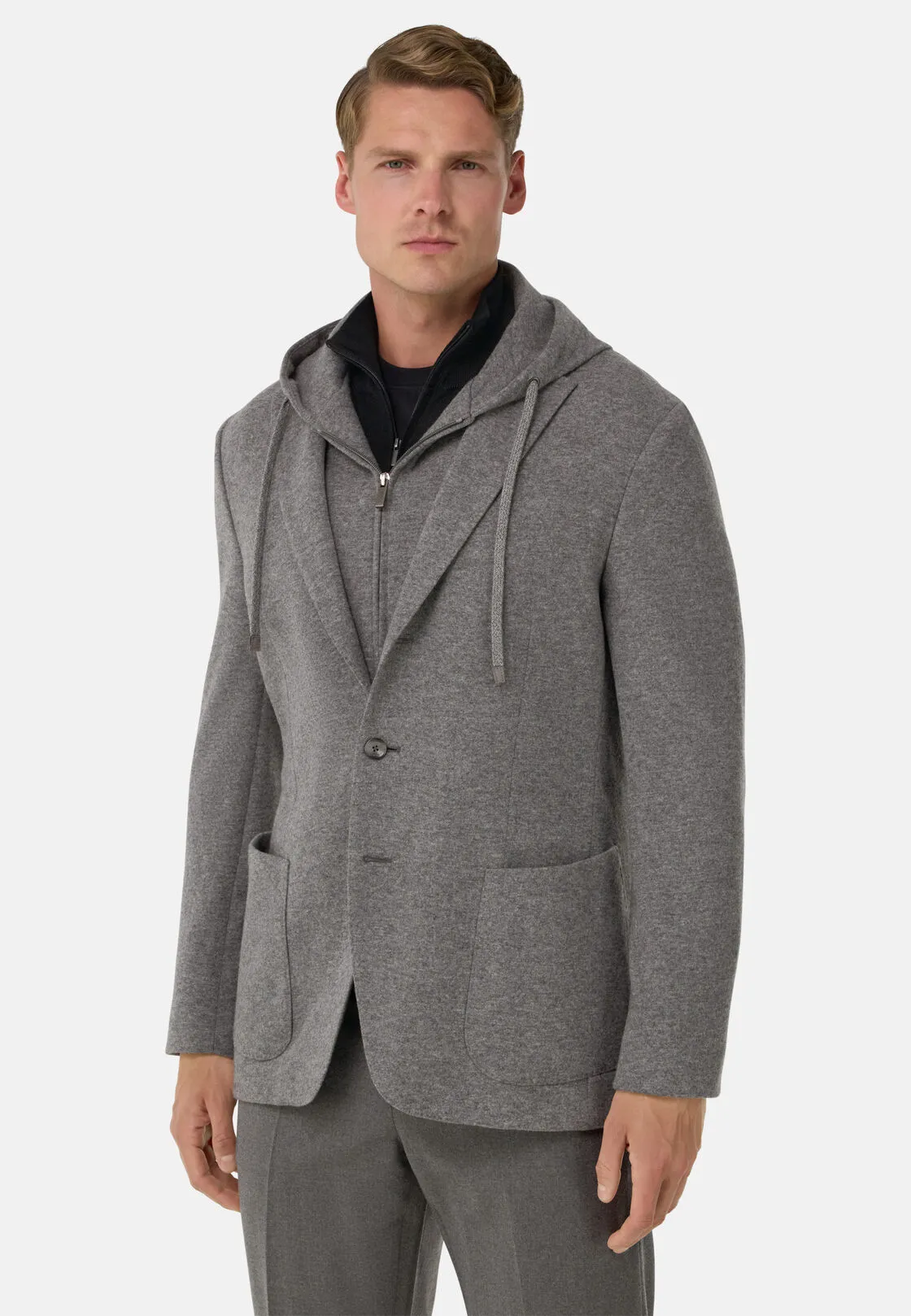 Boggi, Giacca Felpa Madison In Lana E Cashmere, Uomo, Grigio, Taglia: 48