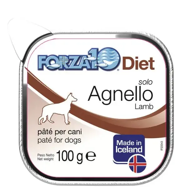 Forza10 Diet Solo patè monoproteico per cani 100 gr Agnello dall'Islanda - Umido monoproteico cane
