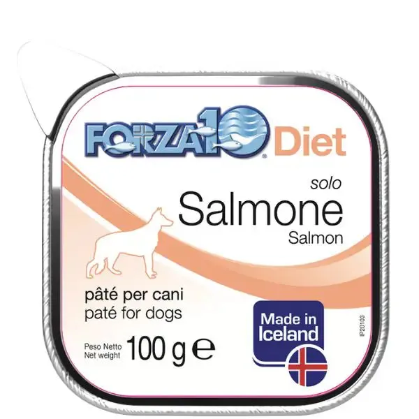 Forza10 Diet Solo patè monoproteico per cani 100 gr Salmone dall'Islanda - Umido monoproteico cane