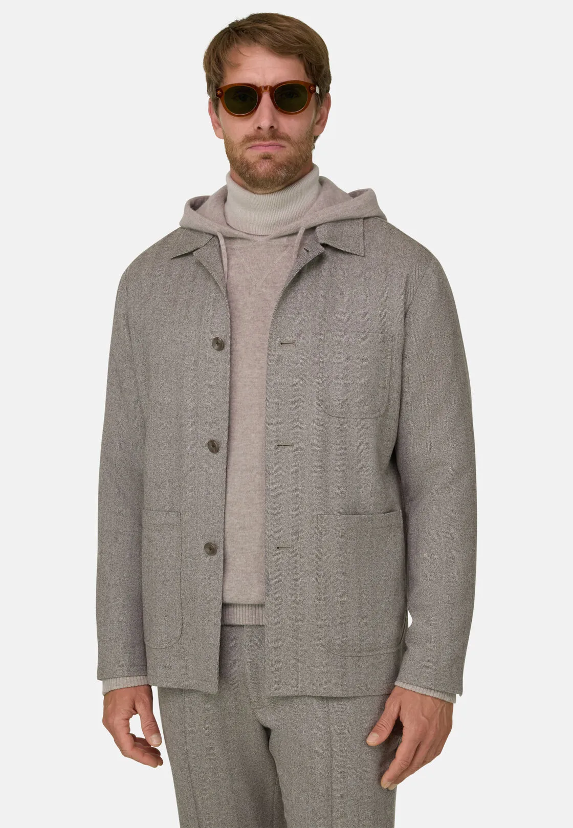 Boggi, Giacca Camicia Resca In Lana, Uomo, Taupe, Taglia: 56