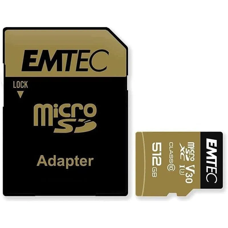Scheda MicroSD Emtec ECMSDM512GXC10SP 512GB UHS-I U3 V30 A2 con adattatore
