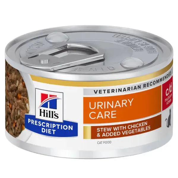 Hill's Prescription Diet Feline c/d Urinary Stress 82 gr Spezzatino pollo e verdure - confezione da 6 pezzi - Dieta veterinaria per gatti