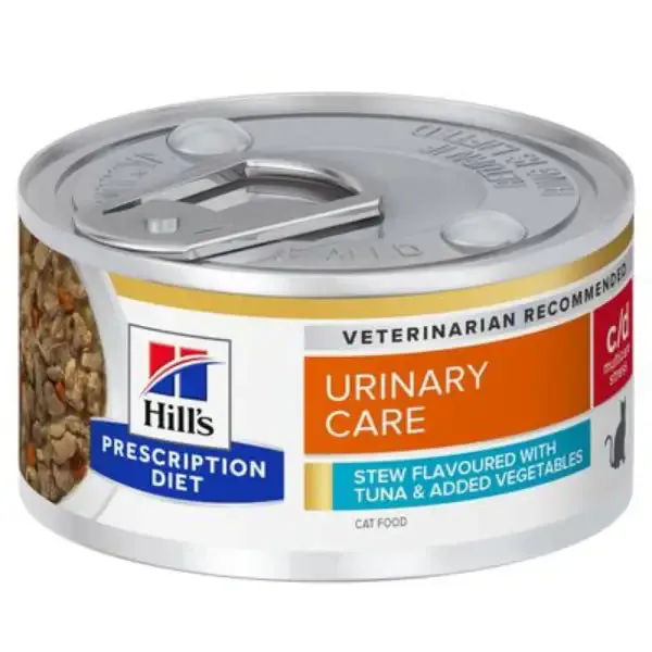 Hill's Prescription Diet Feline c/d Urinary Stress 82 gr Spezzatino tonno e verdure - confezione da 6 pezzi - Dieta veterinaria per gatti