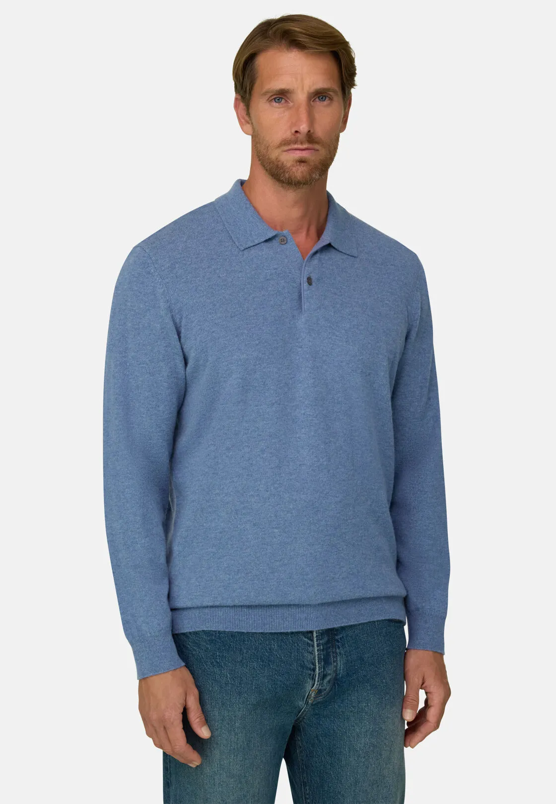 Boggi, Polo Di Maglia In Lana Cashmere, Uomo, Azzurro, Taglia: XXXL