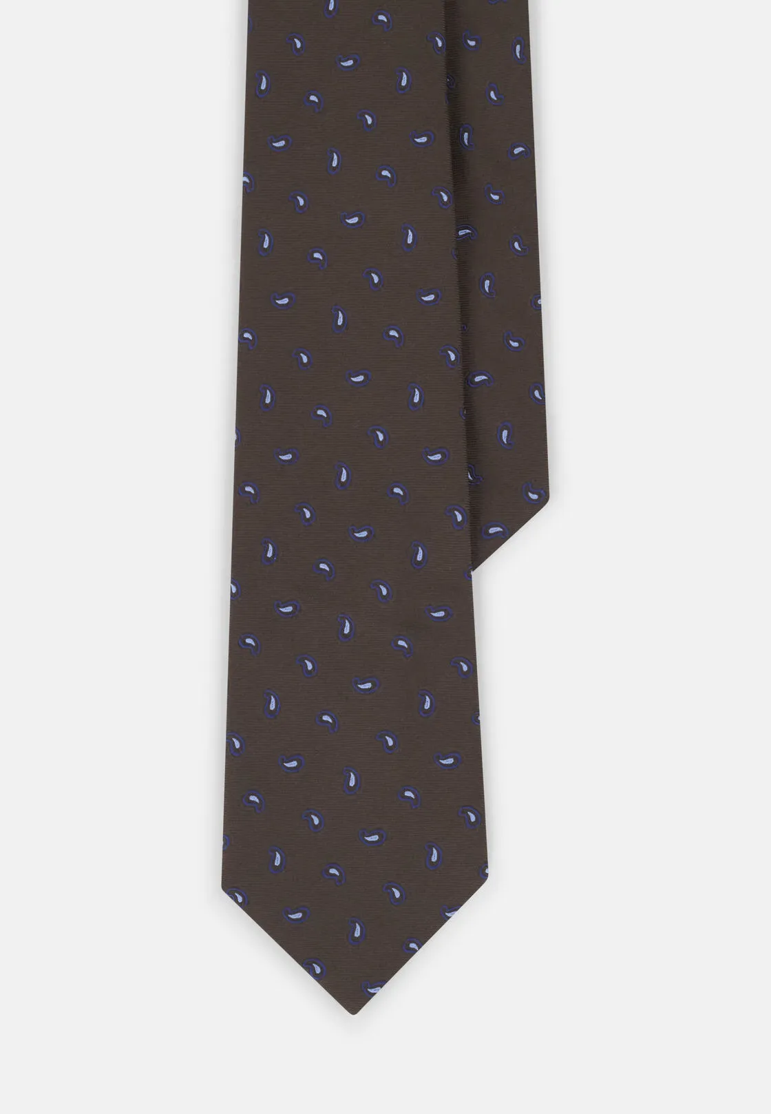 Boggi, Cravatta Jacquard Motivo Micro Paisley In Seta, Uomo, Marrone scuro