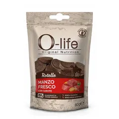 O-life Adult Snack per cani Rotelle Carne fresca 80 gr Manzo con carote