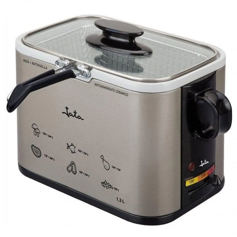Friggitrice Jata FR326E Coperchio in Vetro 1,3 L 1000 W con Termostato Regolabile