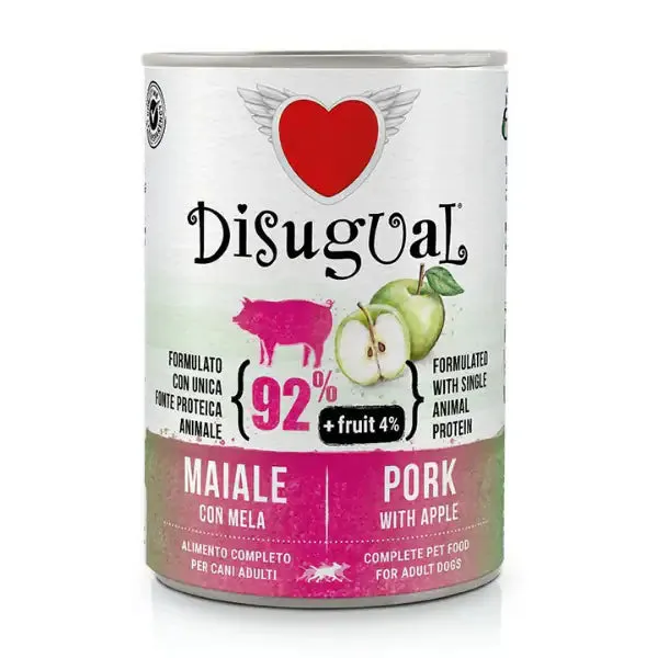 Disugual monoproteico Fresh Fruit Plus 400 gr Maiale con mela - confezione da 6 pezzi - Umido monoproteico cane