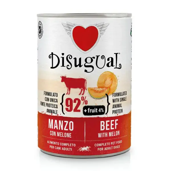 Disugual monoproteico Fresh Fruit Plus 400 gr Manzo con melone - confezione da 6 pezzi - Umido monoproteico cane