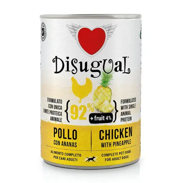 Disugual monoproteico Fresh Fruit Plus 400 gr Pollo con ananas - confezione da 6 pezzi - Umido monoproteico cane