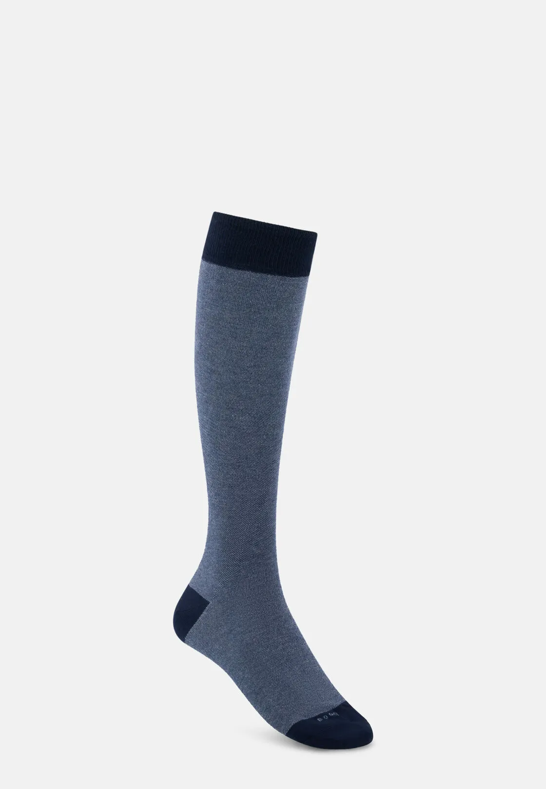 Boggi, Calze Lunghe Motivo Oxford In Misto Cotone, Uomo, Navy