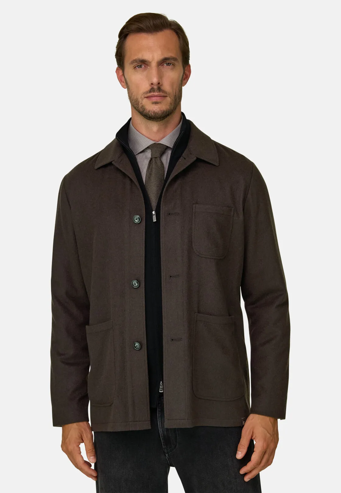 Boggi, Trade | Giacca Camicia In Cashmere, Uomo, Marrone scuro, Taglia: 44
