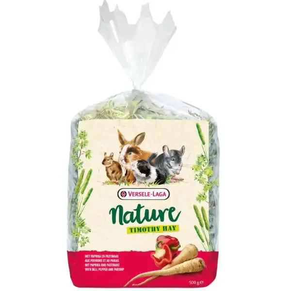 Versele Laga Nature Fieno Timothy 500 gr Peperone e pastinaca - Mangime per conigli