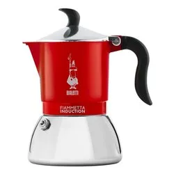 Caffettiera Alluminio 2 Tazze FIAMMETTA INDUCTION Rosso e Cromo 0007147