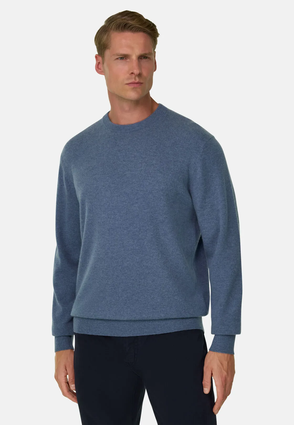 Boggi, Maglia Girocollo In Lana E Cashmere, Uomo, Azzurro, Taglia: XXXL