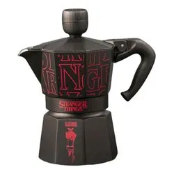 Caffettiera Alluminio 3 Tazze MOKA EXPRESS Stranger Things Nero e Rosso 0005406