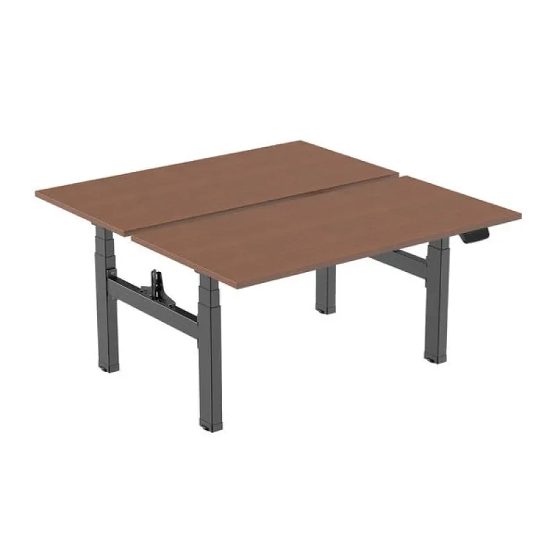 Scrivania doppia ergonomica motorizzata Kimex 150x75 cm Noce/Nero
