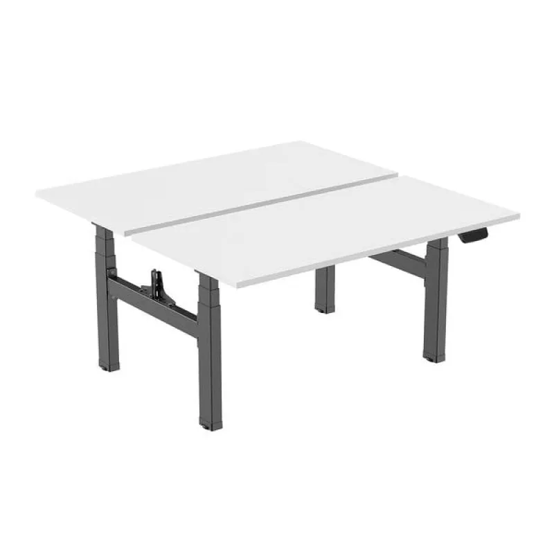 Scrivania doppia ergonomica motorizzata Kimex 120x75 cm Bianco/Nero